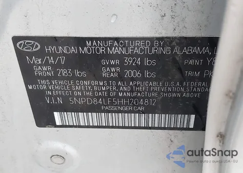 2017 Hyundai Elantra Se from USA, damaged, VIN 5NPD84LF5HH204812
